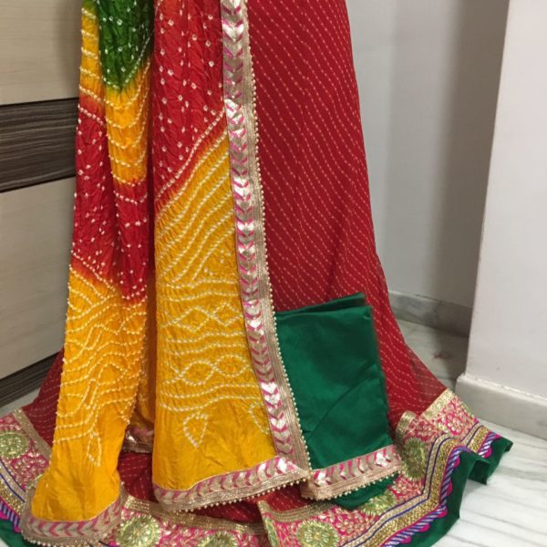 Fully Stitched Faux Georgette Lehenga Set With Stitched Blouse