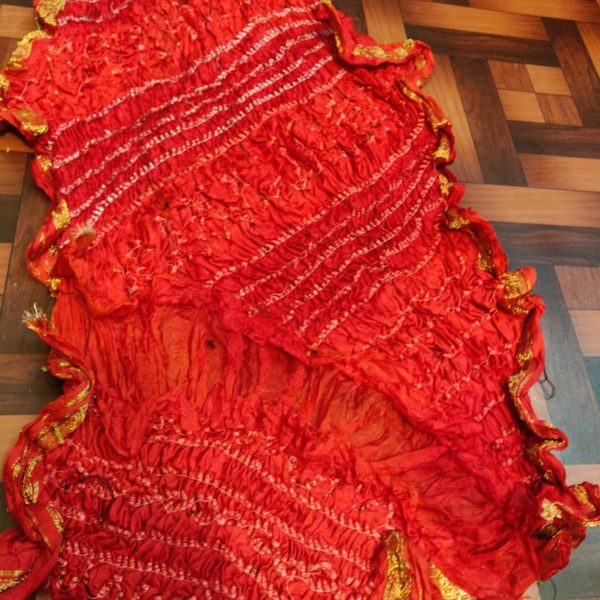 Art Silk Bandhej Garhchola Saree With Zari Border