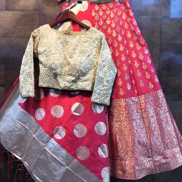 Brocade Fully Stitched Lehenga Taj-1