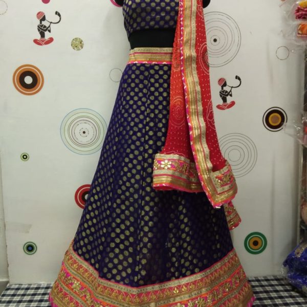 Fully Stitched Lehenga Set With Pure Ojaria Bandhej Dupatta And Stitched Blouse
