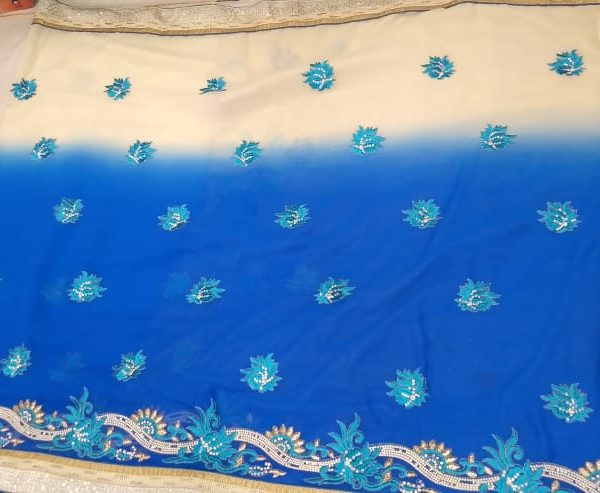 Beautiful Semi Chiffon Saree In Double Colour